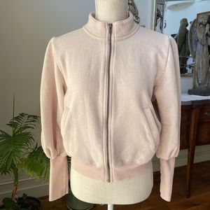 Free People Light Blush Zip-Front Bomber Sweatshirt